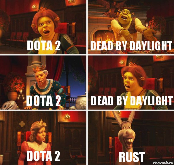 DOTA 2 DEAD BY Daylight DOTA 2 DEAD BY Daylight DOTA 2 RUST, Комикс  Шрек Фиона Гарольд Осел