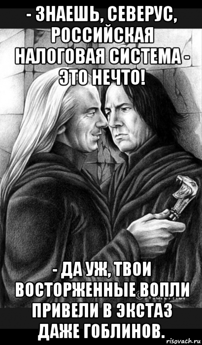 - знаешь, северус, российская налоговая система - это нечто! - да уж, твои восторженные вопли привели в экстаз даже гоблинов., Мем Снейп