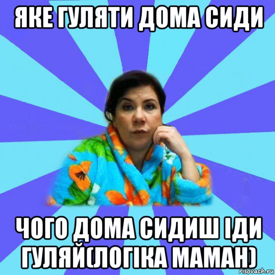 яке гуляти дома сиди чого дома сидиш іди гуляй(логіка маман), Мем типичная мама