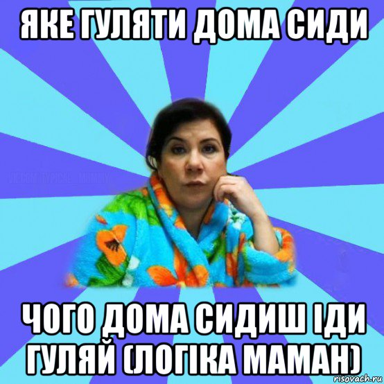 яке гуляти дома сиди чого дома сидиш іди гуляй (логіка маман), Мем типичная мама