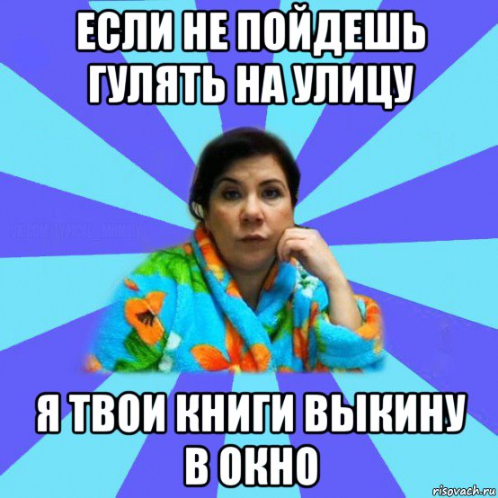 если не пойдешь гулять на улицу я твои книги выкину в окно, Мем типичная мама