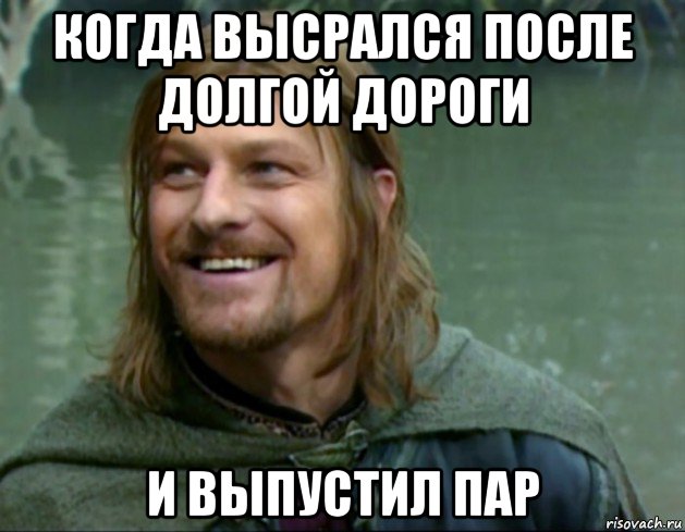 когда высрался после долгой дороги и выпустил пар, Мем Тролль Боромир