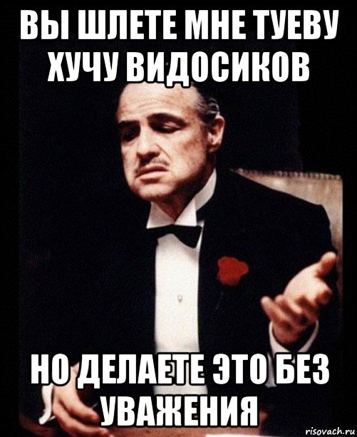 вы шлете мне туеву хучу видосиков но делаете это без уважения, Мем ты делаешь это без уважения