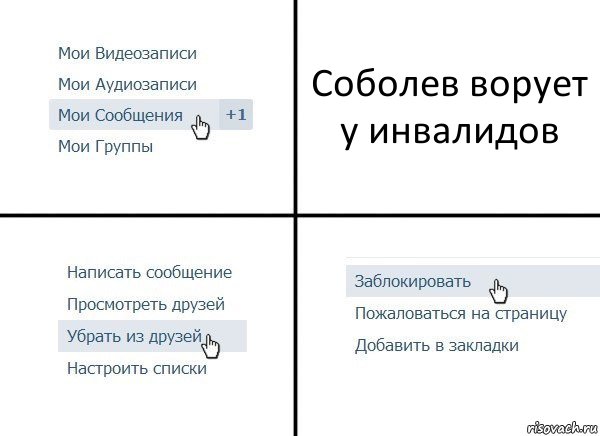 Соболев ворует у инвалидов, Комикс  Удалить из друзей