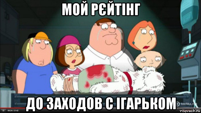 мой рєйтінг до заходов с ігарьком, Мем Гриффины оплакивают