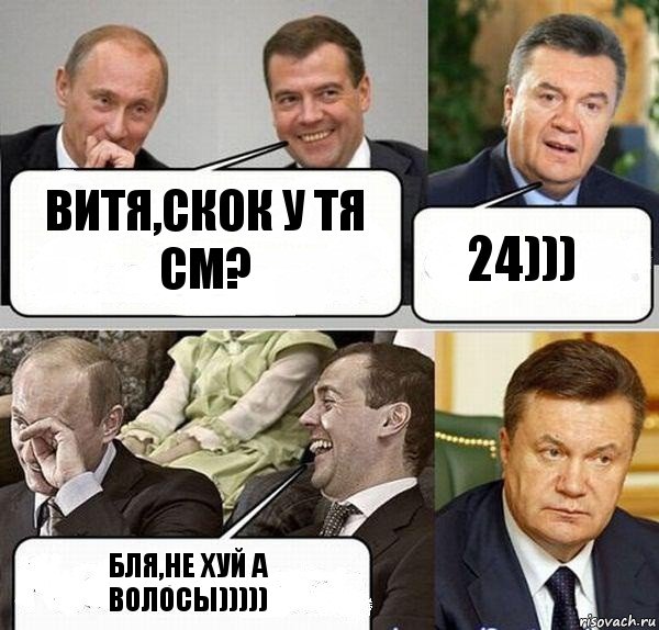 Витя,скок у тя см? 24))) Бля,не хуй а волосы))))), Комикс  Разговор Януковича с Путиным и Медведевым