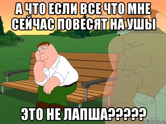 а что если все что мне сейчас повесят на ушы это не лапша?????, Мем Задумчивый Гриффин