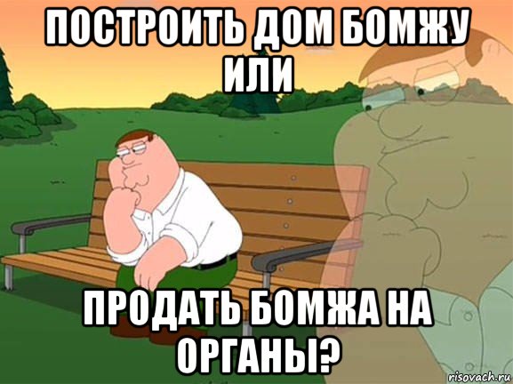 построить дом бомжу или продать бомжа на органы?, Мем Задумчивый Гриффин