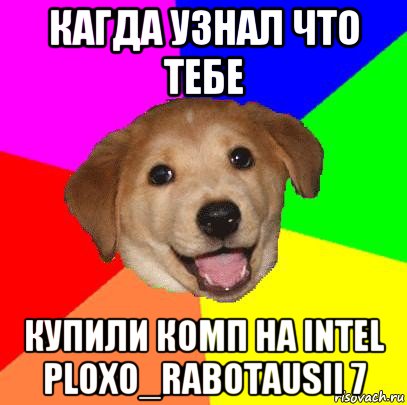 кагда узнал что тебе купили комп на intel ploxo_rabotausii 7, Мем Advice Dog