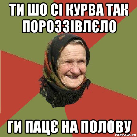 ти шо сі курва так пороззівлєло ги пацє на полову, Мем  Бабушка