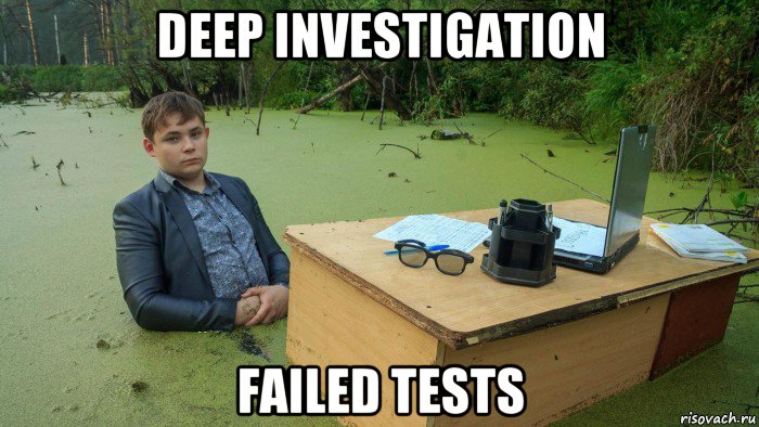 deep investigation failed tests, Мем  Парень сидит в болоте
