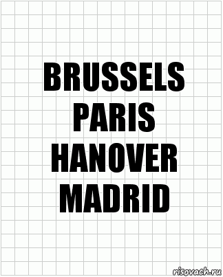 BRUSSELS
PARIS
HANOVER
MADRID, Комикс  бумага