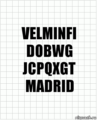 VELMINFI
DOBWG
JCPQXGT
MADRID, Комикс  бумага