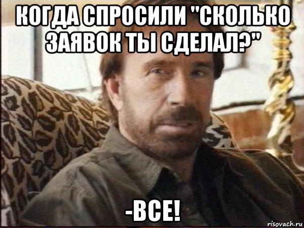 когда спросили "сколько заявок ты сделал?" -все!, Мем чак норрис