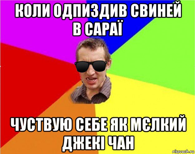 коли одпиздив свиней в сараї чуствую себе як мєлкий джекі чан, Мем Чьоткий двiж