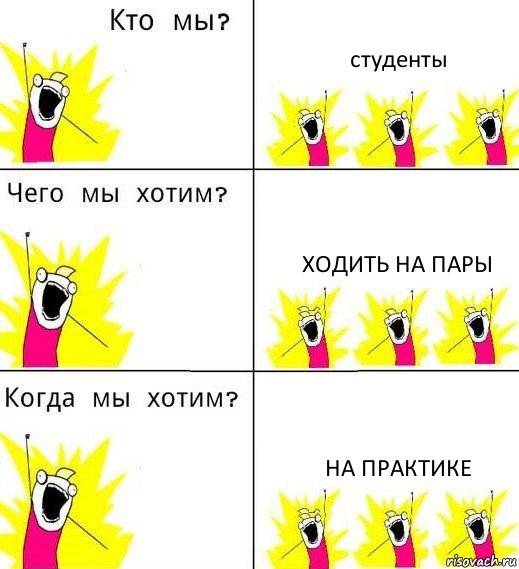 студенты ходить на пары на практике, Комикс Что мы хотим