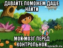 давайте поможем даше найти мой мозг перед контрольной, Мем Даша следопыт