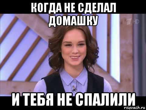 когда не сделал домашку и тебя не спалили, Мем Диана Шурыгина улыбается