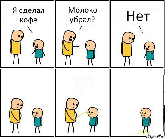 Я сделал кофе Молоко убрал? Нет