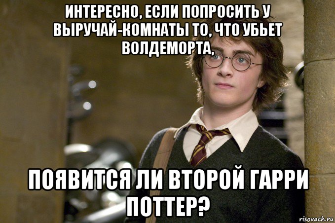 интересно, если попросить у выручай-комнаты то, что убьет волдеморта, появится ли второй гарри поттер?, Мем Гарри Поттер в школе