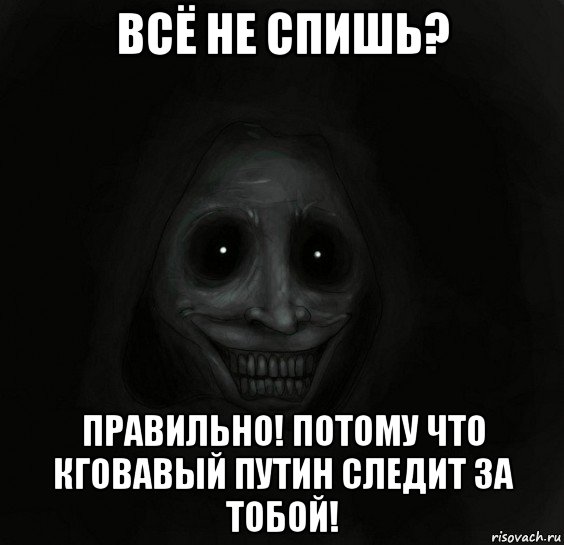 всё не спишь? правильно! потому что кговавый путин следит за тобой!, Мем Ночной гость