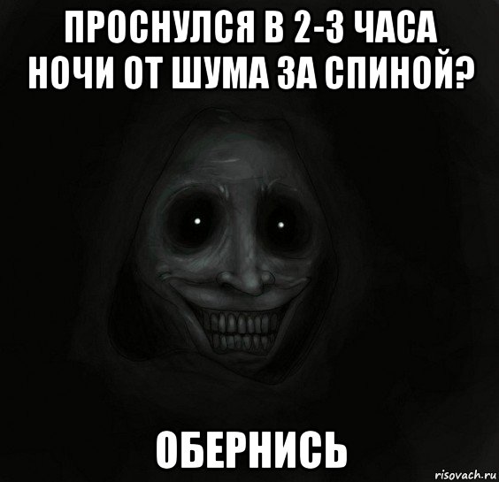 проснулся в 2-3 часа ночи от шума за спиной? обернись, Мем Ночной гость