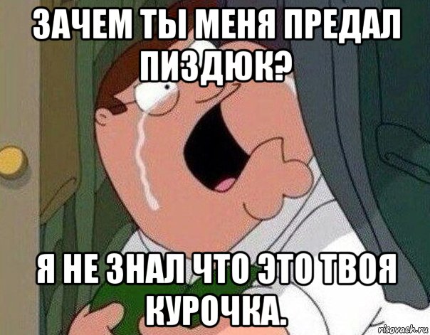 зачем ты меня предал пиздюк? я не знал что это твоя курочка., Мем Гриффин плачет