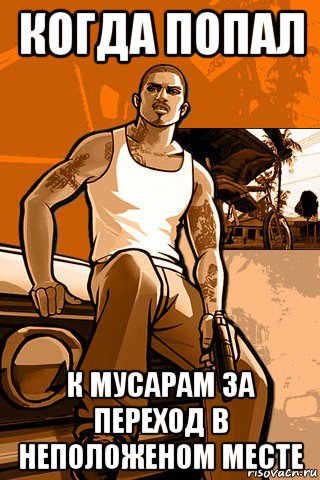 когда попал к мусарам за переход в неположеном месте, Мем GTA