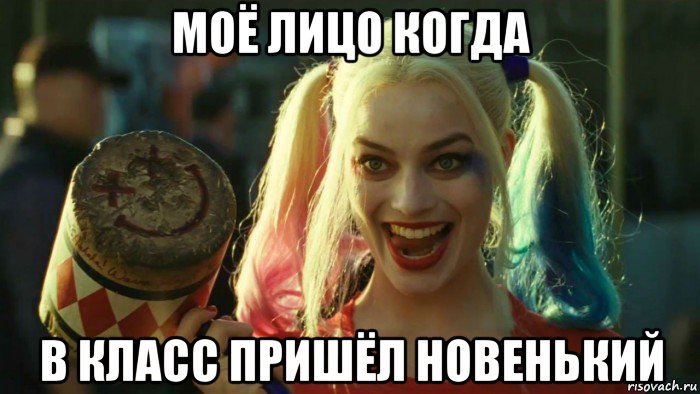 моё лицо когда в класс пришёл новенький, Мем    Harley quinn