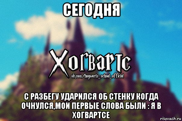 сегодня с разбегу ударился об стенку когда очнулся,мои первые слова были : я в хогвартсе, Мем Хогвартс