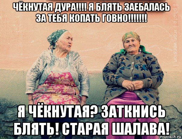 чёкнутая дура!!!! я блять заебалась за тебя копать говно!!!!!!! я чёкнутая? заткнись блять! старая шалава!