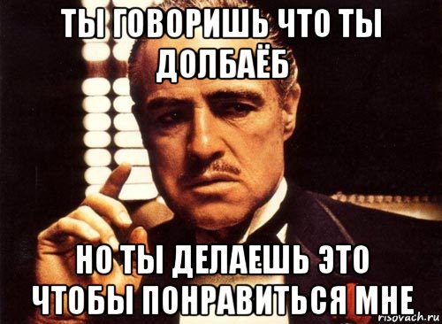 ты говоришь что ты долбаёб но ты делаешь это чтобы понравиться мне, Мем крестный отец