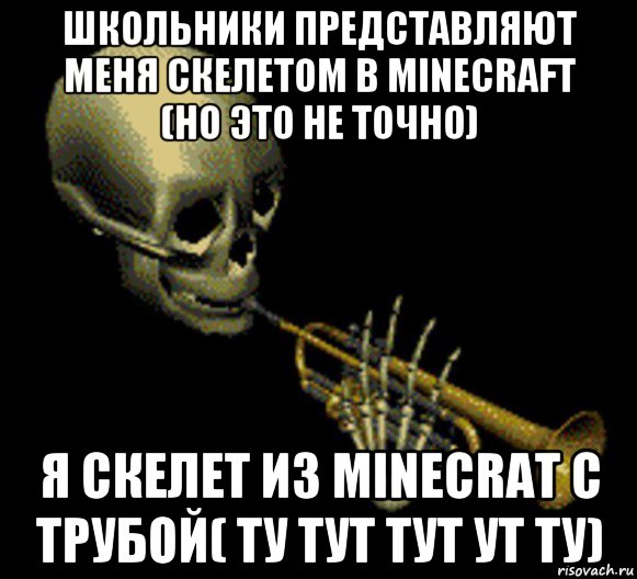 школьники представляют меня скелетом в minecraft (но это не точно) я скелет из minecrat с трубой( ту тут тут ут ту), Мем Мистер дудец