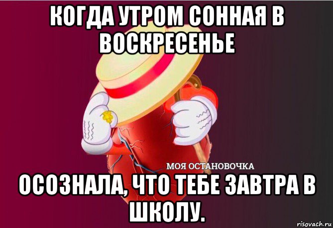 когда утром сонная в воскресенье осознала, что тебе завтра в школу., Мем   Моя остановочка