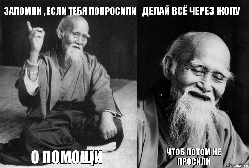 Запомни , если тебя попросили о помощи Делай всё через жопу чтоб потом не просили, Комикс Мудрец-монах (4 зоны)