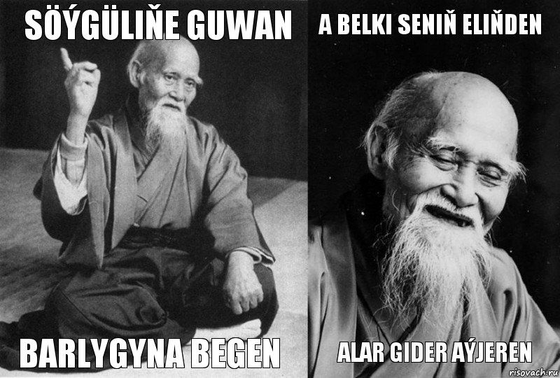 Söýgüliňe guwan Barlygyna begen A belki seniň eliňden Alar gider Aýjeren, Комикс Мудрец-монах (4 зоны)