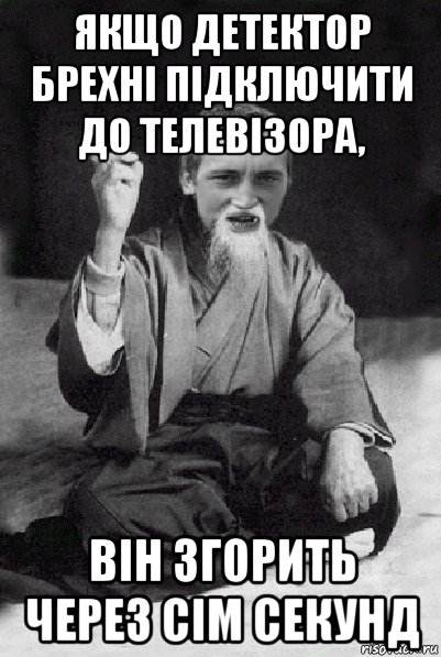 якщо детектор брехні підключити до телевізора, він згорить через сім секунд, Мем Мудрий паца