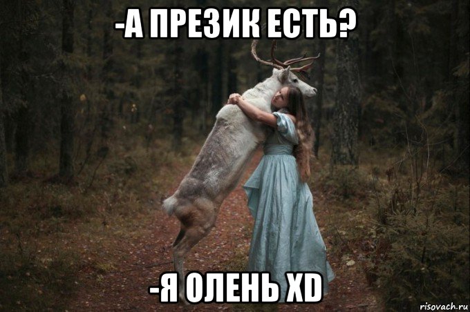 -а презик есть? -я олень xd, Мем Наивный Олень шаблон 5