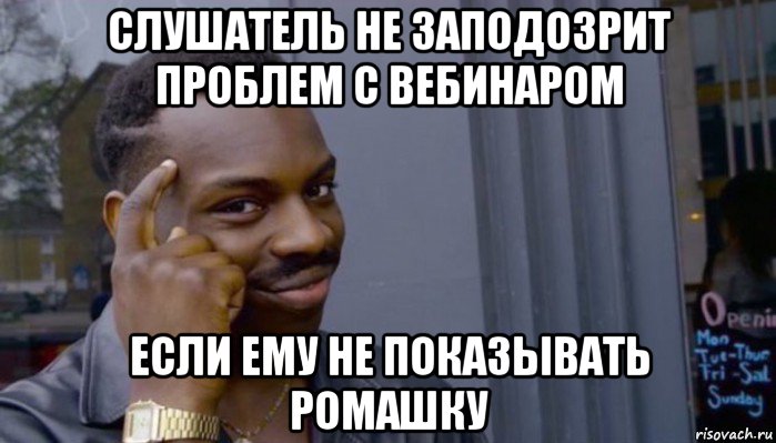 слушатель не заподозрит проблем с вебинаром если ему не показывать ромашку, Мем Не делай не будет