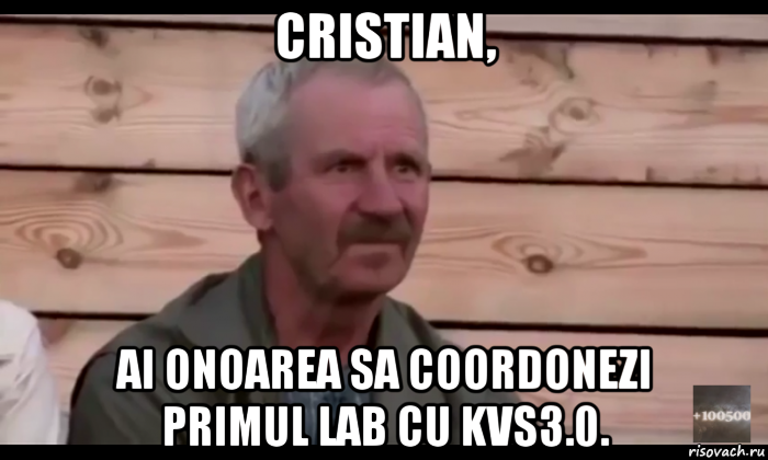 cristian, ai onoarea sa coordonezi primul lab cu kvs3.0., Мем  Охуевающий дед