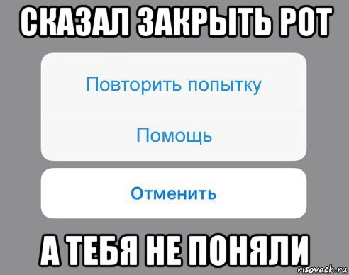 сказал закрыть рот а тебя не поняли, Мем Отменить Помощь Повторить попытку