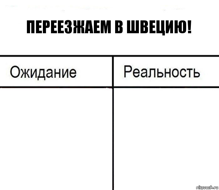 Переезжаем в Швецию!  , Комикс  Ожидание - реальность