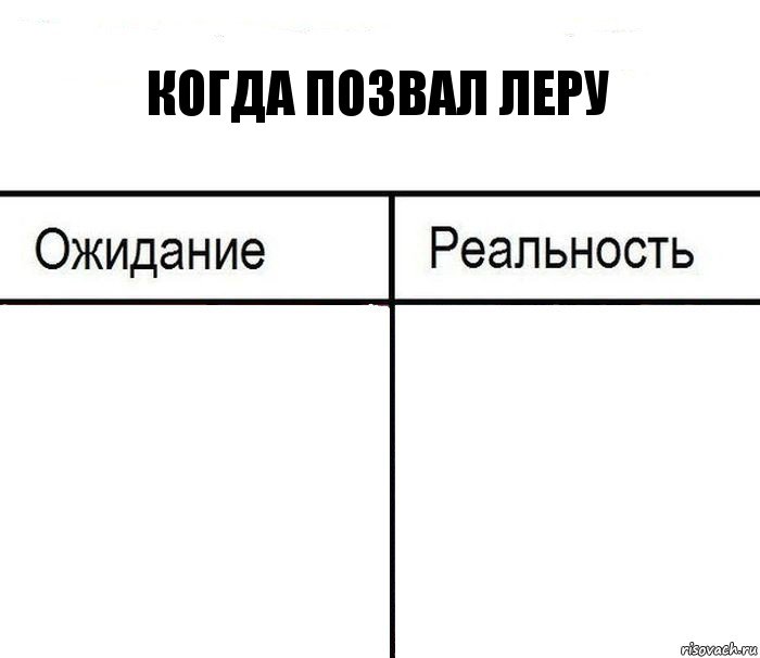 Когда позвал Леру  , Комикс  Ожидание - реальность