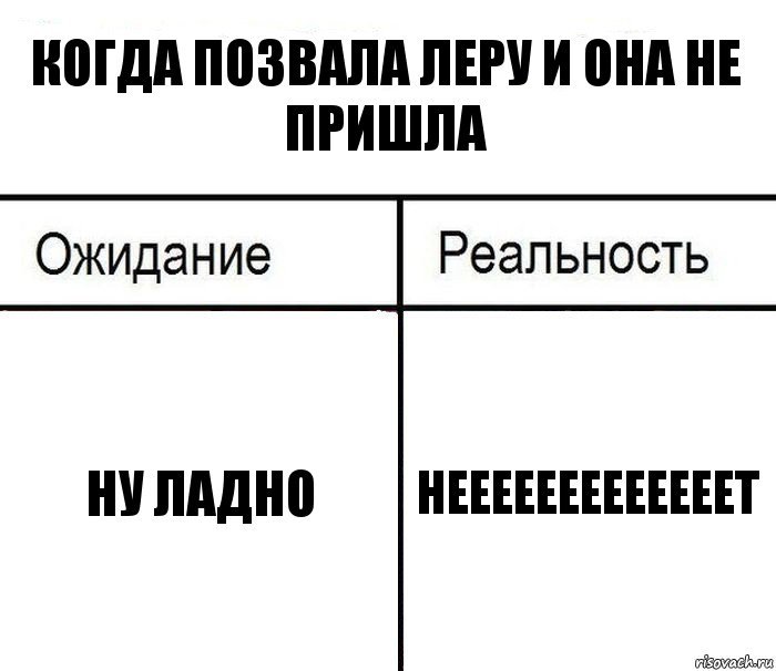 когда позвала леру и она не пришла ну ладно нееееееееееееет, Комикс  Ожидание - реальность