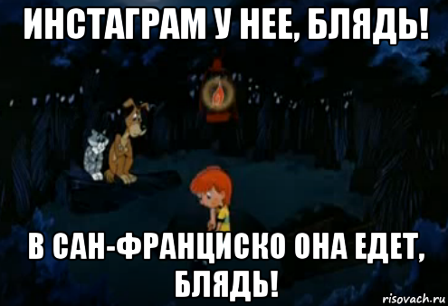 инстаграм у нее, блядь! в сан-франциско она едет, блядь!, Мем Простоквашино закапывает