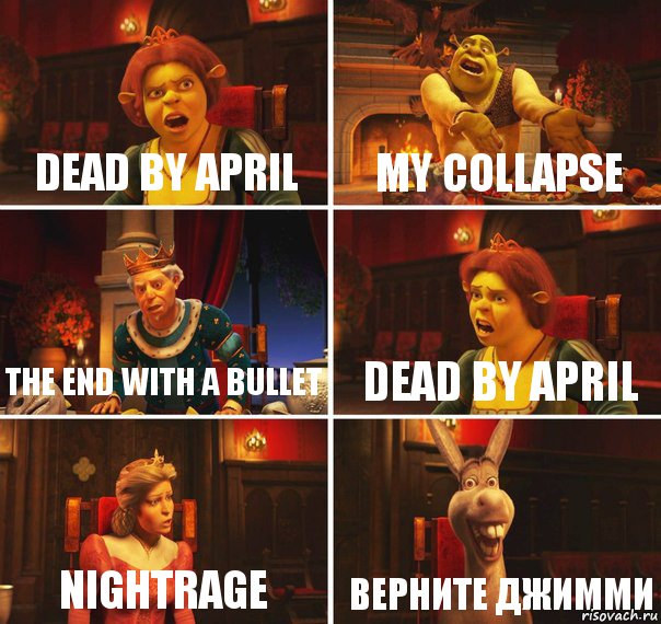 Dead by April My Collapse The End With a Bullet Dead by April Nightrage ВЕрните Джимми, Комикс  Шрек Фиона Гарольд Осел