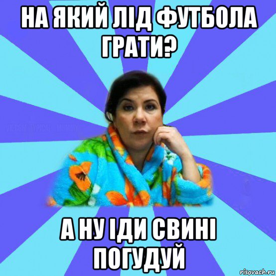 на який лід футбола грати? а ну іди свині погудуй, Мем типичная мама