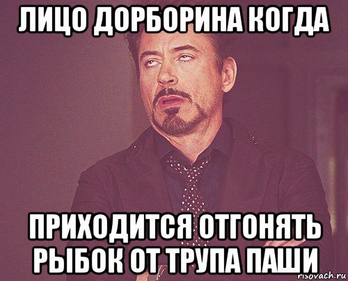 лицо дорборина когда приходится отгонять рыбок от трупа паши, Мем твое выражение лица