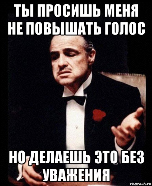 ты просишь меня не повышать голос но делаешь это без уважения, Мем ты делаешь это без уважения