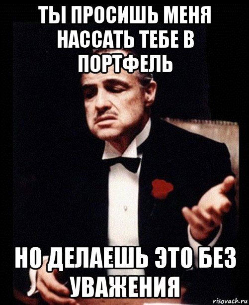 ты просишь меня нассать тебе в портфель но делаешь это без уважения, Мем ты делаешь это без уважения